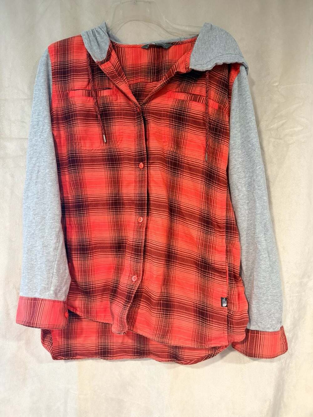The North Face Women's Plaid Hooded Flannel Shirt Size L